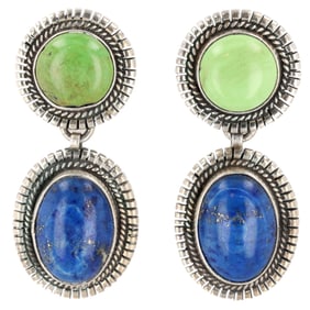 Esther Wood Navajo Sterling Multi Stone Earrings