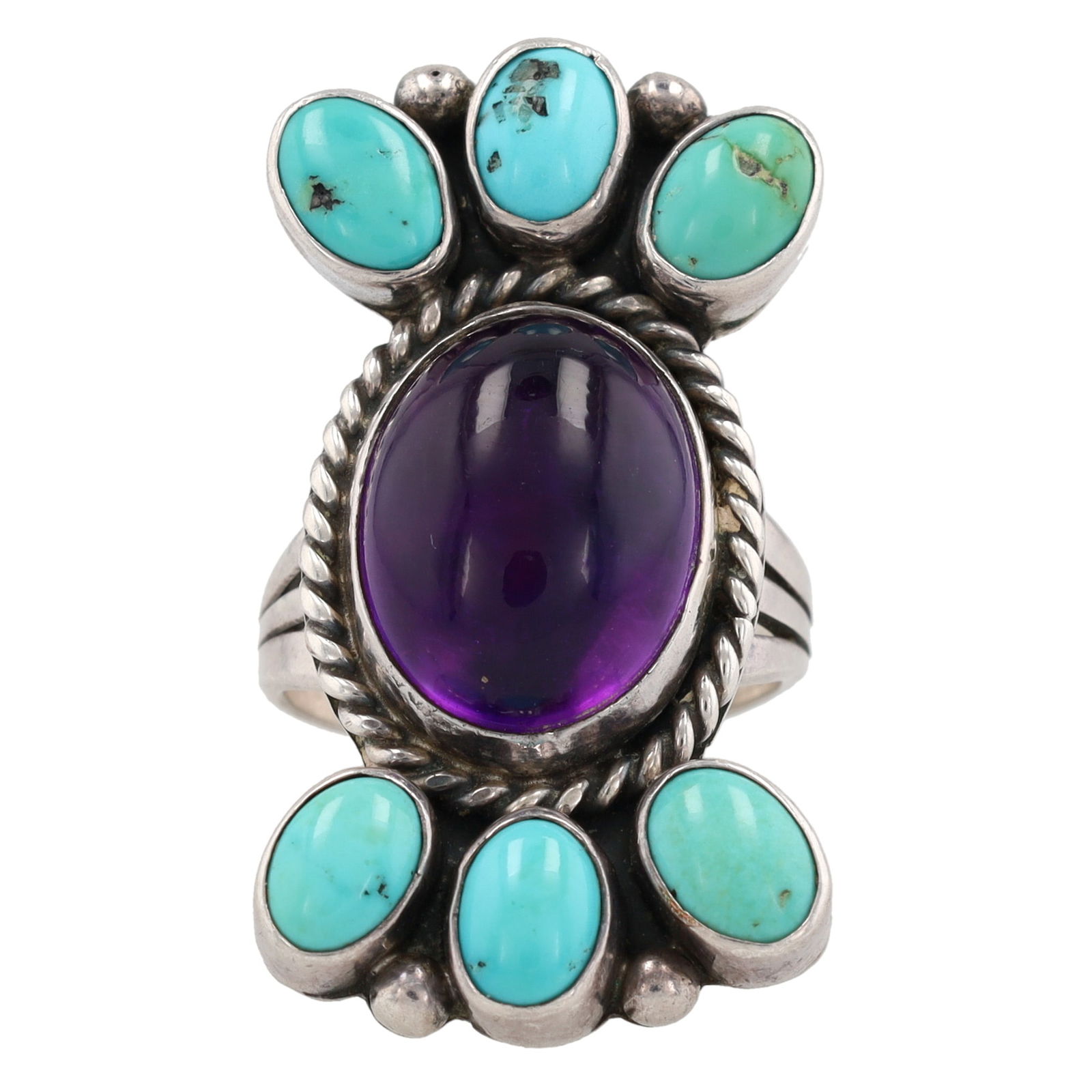 Vintage Navajo Sterling Multi Stone Ring Sz. 6.5 (1 of 5)