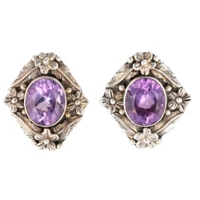 Carol Feeley Sterling Amethyst '88 Earrings