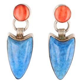Signed Navajo Sterling Multi Stone Earrings