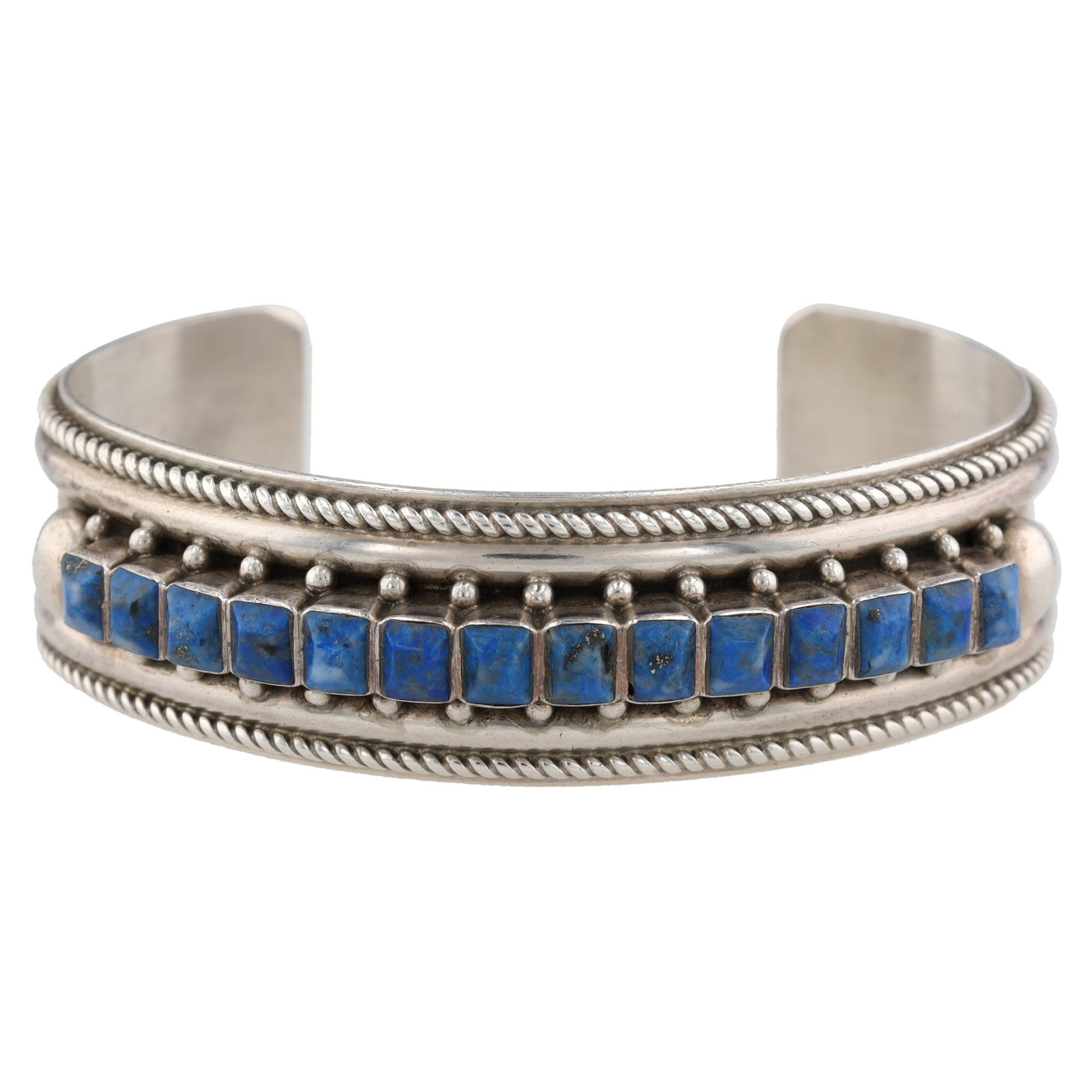 Ernest & Vivnita Bewanika Zuni Sterling Lapis Cuff Bracelet (1 of 7)