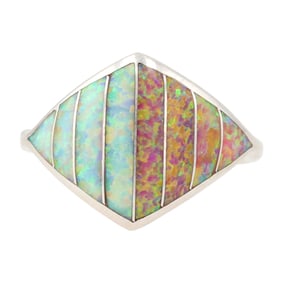 Pawned Vintage Zuni Sterling Opal Ring Sz. 7