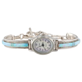 Robert Skeets Navajo Sterling Opal Toggle Watch Nibs