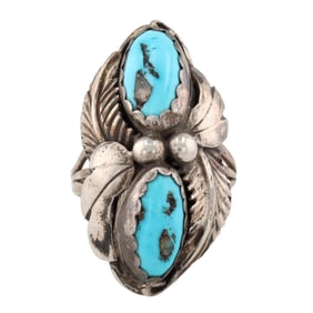 Jim Julia Martinez Navajo Sterling Turquoise Ring Sz. 9