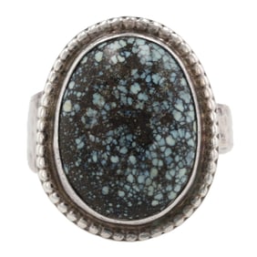 Signed GPB Navajo Sterling Poseidon Variscite Ring Sz. 10.75