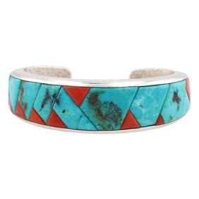 Remarkable Ben Nighthorse Cheyenne Sterling Multi Stone Inlay Cuff Bracelet