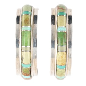 Donald Douglas Navajo Sterling Multi Stone Inlay Earrings
