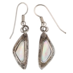 Harry Bert Navajo Hopi Sterling Mother of Pearl Earrings