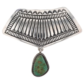 Vintage Navajo Sterling Turquoise Brooch