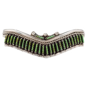 Helen Harrison Navajo Sterling Needlepoint Gaspeite Cuff
