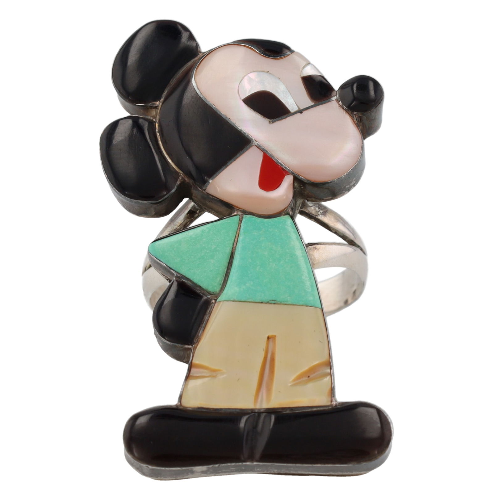 Paula Leekity Zunitoon Sterling Mickey Mouse Inlay Ring Sz. 9.5 (1 of 6)