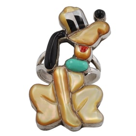 Signed JJ Sterling Multi Stone Pluto Zunitoon Ring Sz. 9