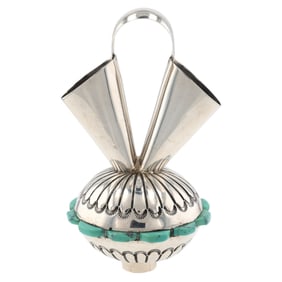 Wilford Begay Pictomark Navajo Sterling Turquoise Wedding Vase