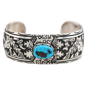 Richard Singer Navajo Sterling Turquoise Horse Cuff