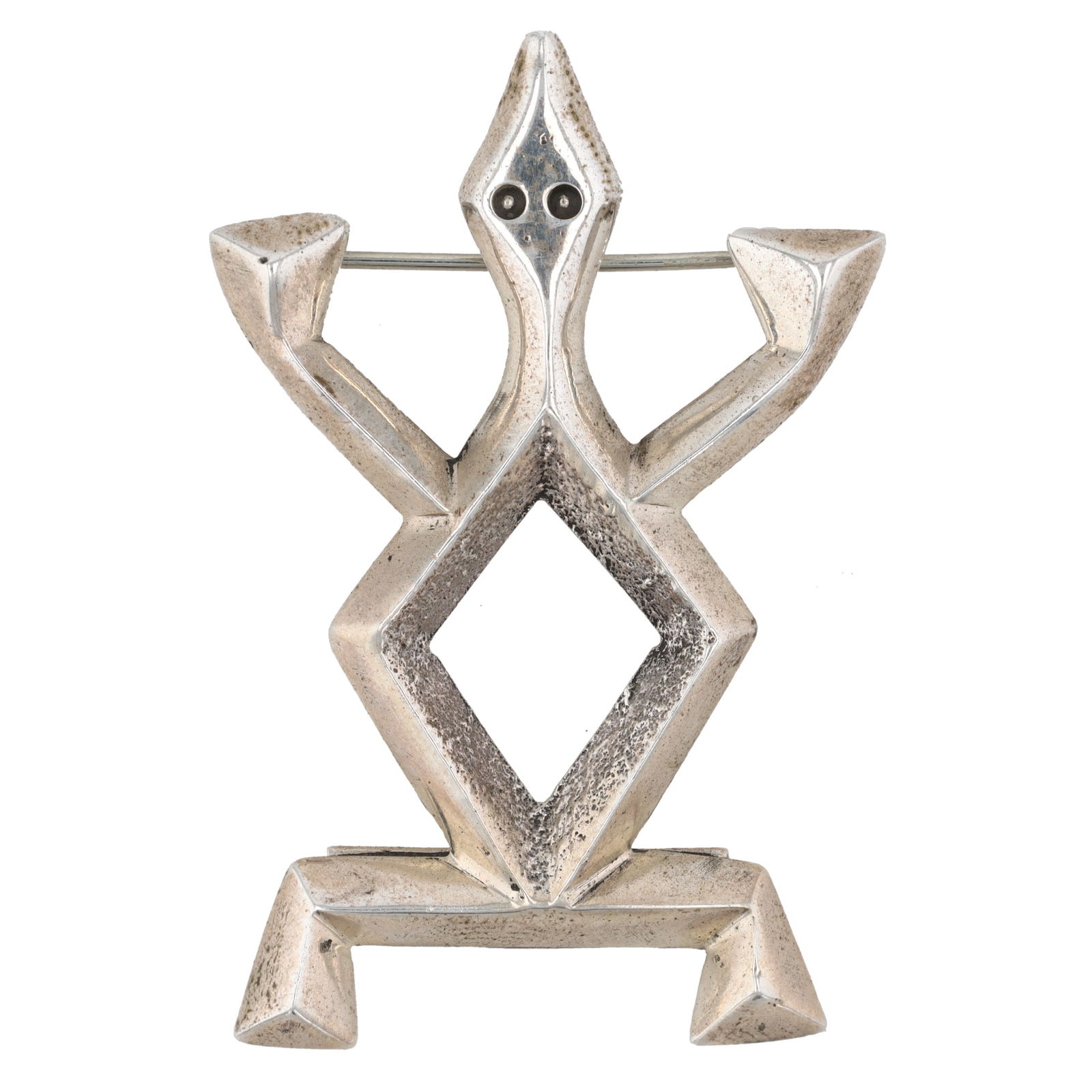 Patrick Yellowhorse Navajo Sandcast Sterling Lizard Brooch (1 of 4)