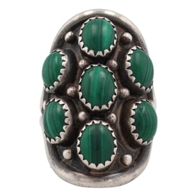 Gilo & Grace Nakai Navajo Sterling Malachite Ring Sz. 7
