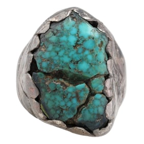 RARE Ike Wilson Navajo Sterling Turquoise Ring Sz. 13