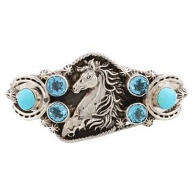 Gorgeous Running Bear Sterling Multi Stone Horse Cuff