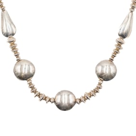 Stunning Orville Tsinnie Navajo Sterling Graduated Disk Necklace