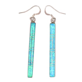 Mary Dayea Navajo Sterling Opal Inlay Earrings