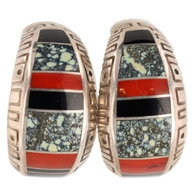 Signed NP Navajo Sterling Turquoise Earrings