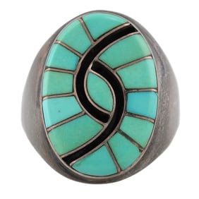 Amy Quandelacy Wesley Zuni Sterling Turquoise Ring Sz. 12
