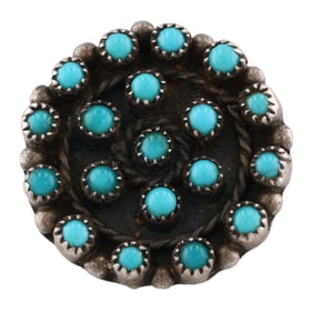 Vintage Zuni Sterling Snake Eye Turquoise Ring Sz. 2.5