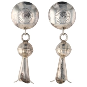 Navajo Sterling Hollow Squash Blossom Earrings