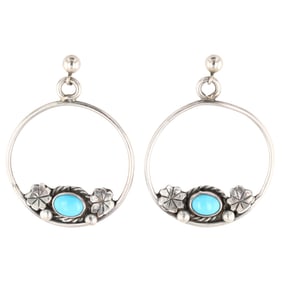 Signed LP Navajo Sterling Turquoise Earrings
