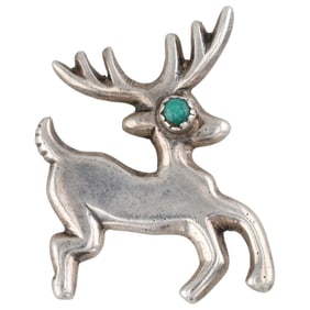 Nellie Tso Navajo Sterling Turquoise Stag Brooch