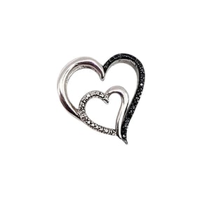 JWBR Diamond Sterling Silver Heart Pendant 1.7 G