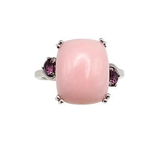 GIE Pink Stone Sterling Silver Cocktail Ring Size 8.5 5.7 G