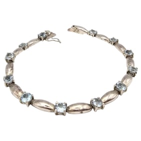 Topaz Sterling Silver Tennis Bracelet 14 G