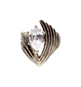 SETA Rhinestone Sterling Silver Cocktail Ring Size 8.25 10 G