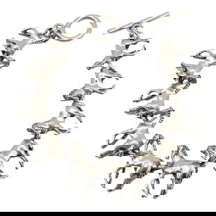 Sterling Silver Horse Link Toggle Bracelet 38.1 G: Sterling Silver Horse link Toggle Bracelet 38.1 G