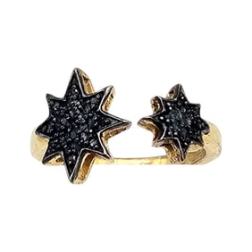 STS Diamond Gold Over Sterling Silver Cocktail Ring Size 8 2.9 G