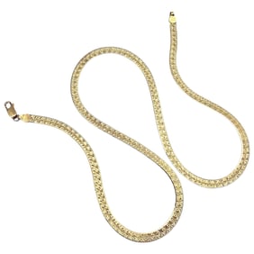 Italy Milor Gold Over Sterling Silver Flat Herringbone Necklace 10.5 G
