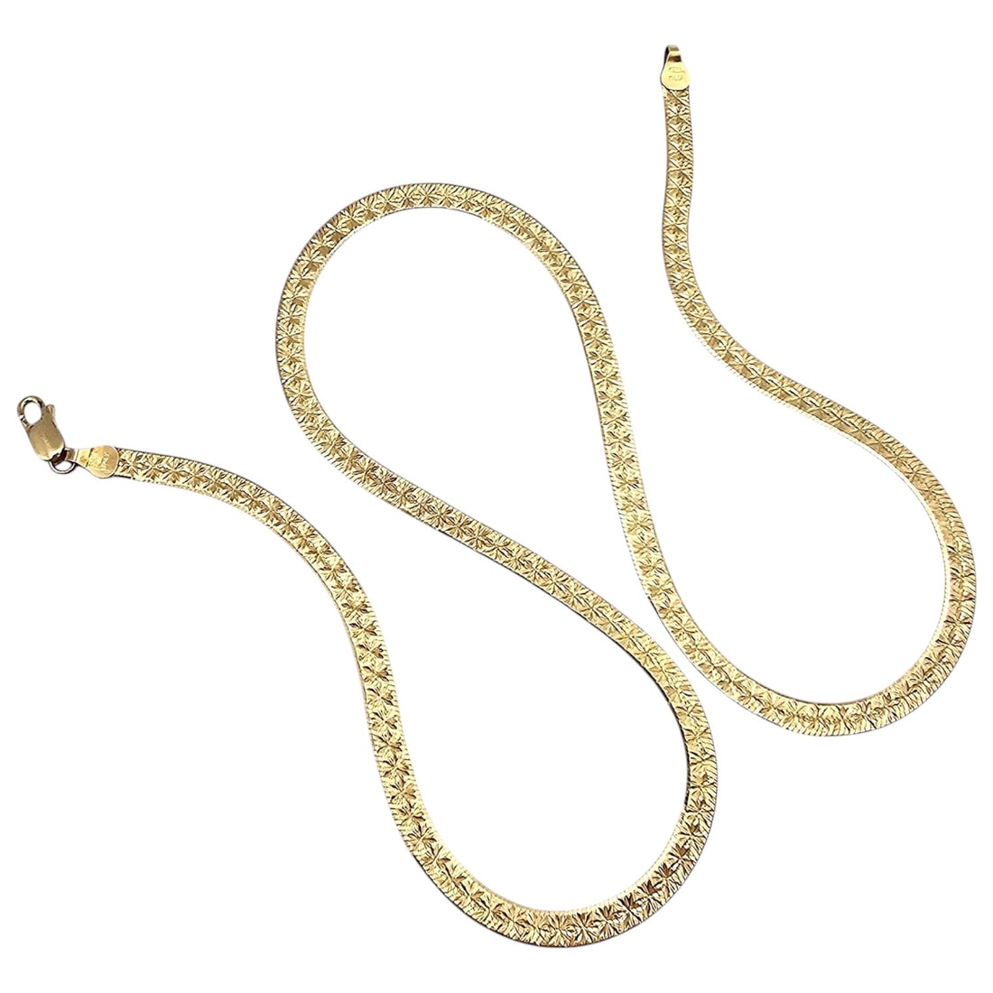 Italy Milor Gold Over Sterling Silver Flat Herringbone Necklace 10.5 G (1 of 3)