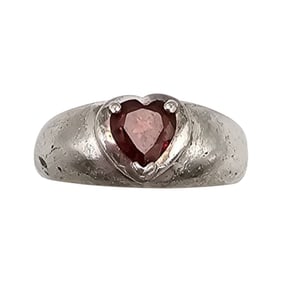 JC Garnet Sterling Silver Cocktail Ring Size 7.5 4.7 G