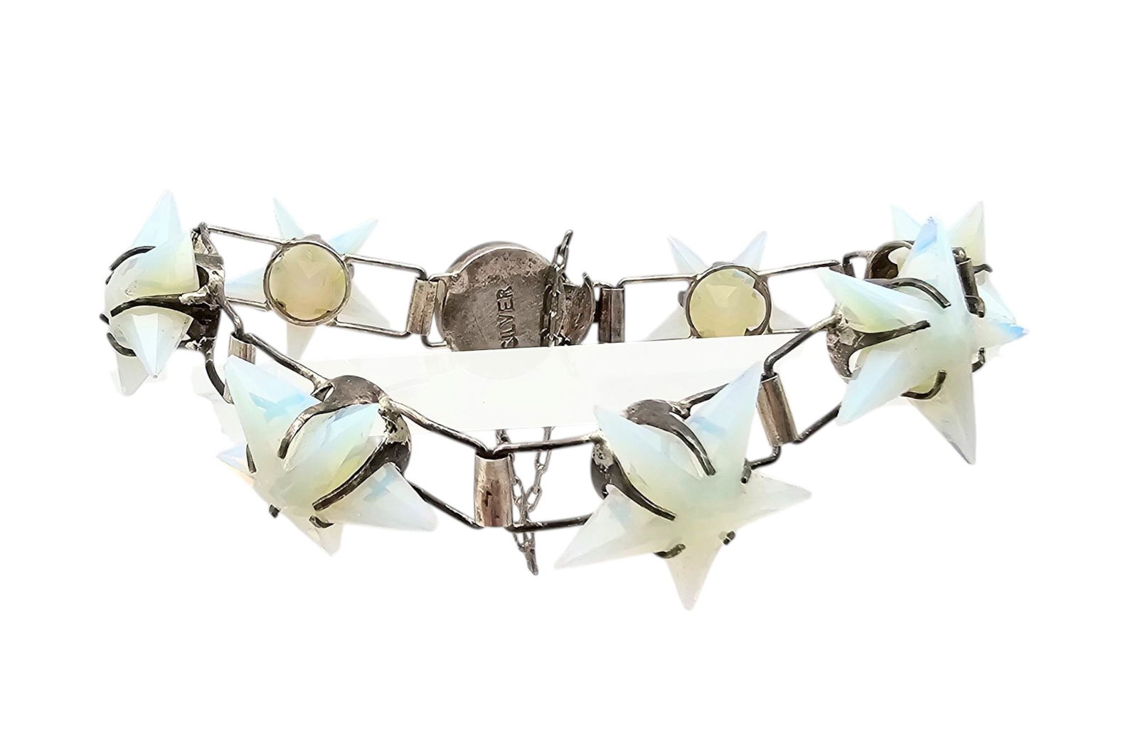 Moonstone? Sterling Silver Star Bracelet 15.3 G (1 of 5)