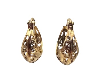 Gold Over Sterling Silver Hoop Earrings 3.2 G