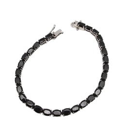 Tourmaline Sterling Silver Stainless Steel Clasp Tennis Bracelet 12.2 G