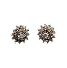 Diamond Sterling Silver Stud Earrings Earring Embellishments 1.3 G