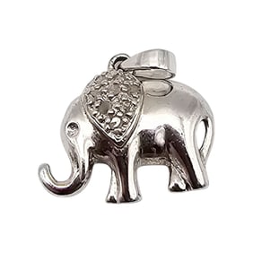 MO Diamond Sterling Silver Elephant Pendant 2.1 G
