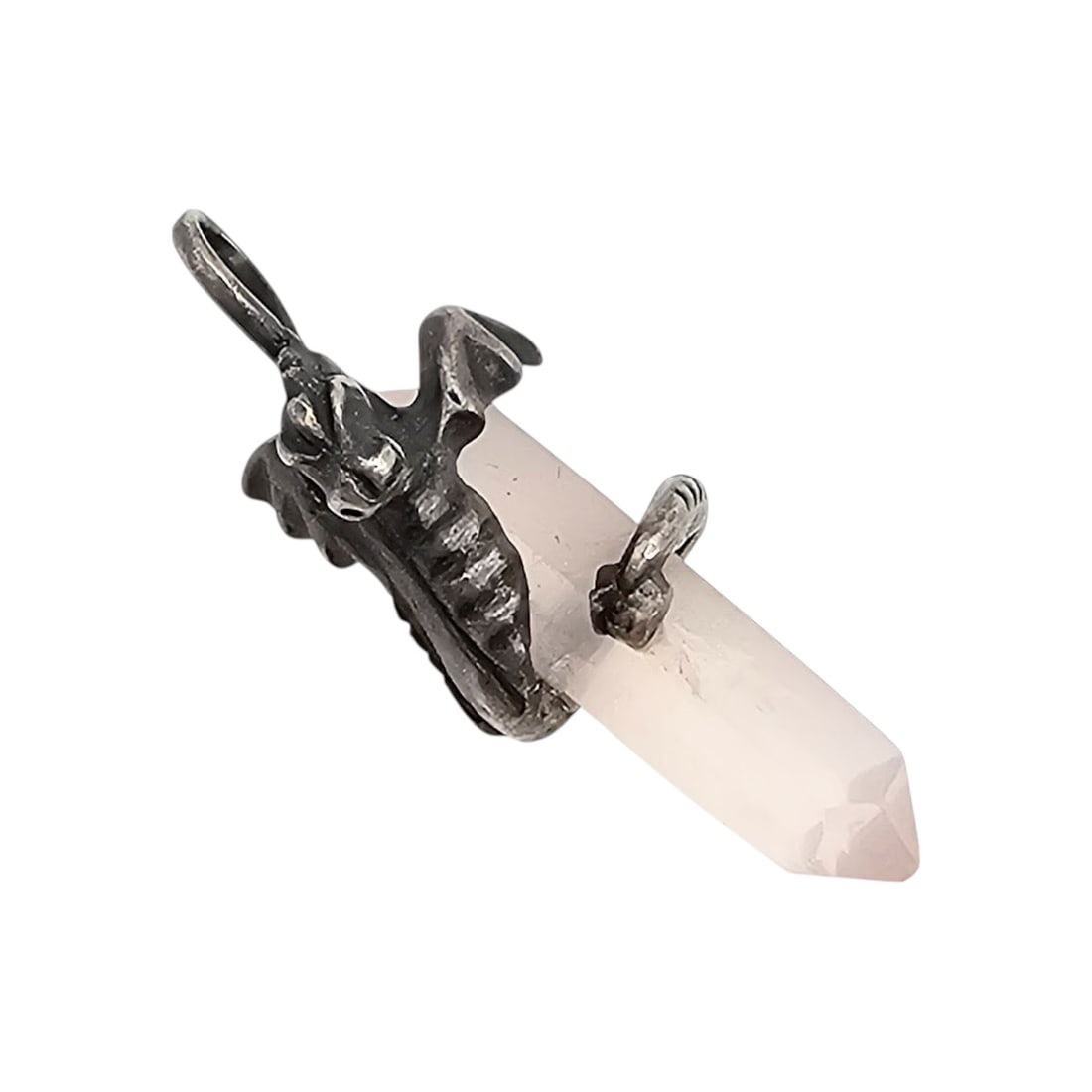 Rose Quartz Sterling Silver Dragon Pendant 4.2 G: Rose Quartz Sterling Silver Dragon Pendant 4.2 g