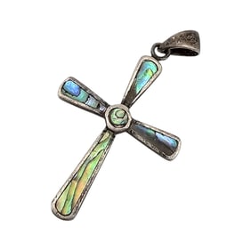 Abalone Sterling Silver Cross Pendant 3.3 G