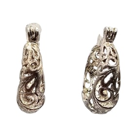 Sterling Silver Ivy Hoop Earrings 2.1 G