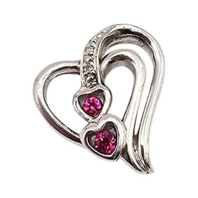 F.D. Diamond Ruby Sterling Silver Heart Pendant 3.3 G