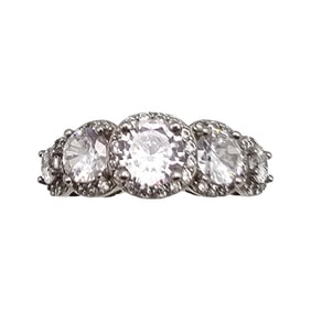 Signed Rhinestone Sterling Silver Cocktail Ring Size 3.9 G