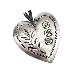 PPC Sterling Silver Etched Heart Locket Pendant 6 G